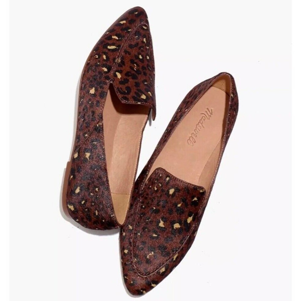 Madewell Womens Frances Skimmer Loafer Shoes Brown Leopard Print Slip On Size 7